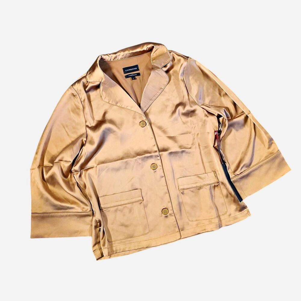 Gold Carbon 38 satin button up shirt